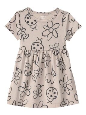 Carter's Toddler Girl's Floral Butterfly Short Sleeve Dress in Tan